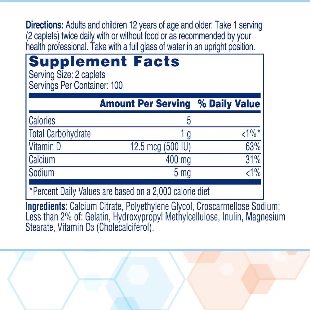 Citracal Petites Calcium Citrate with Vitamin D3 Caplets 200 Count | Bone Health Support - view 6