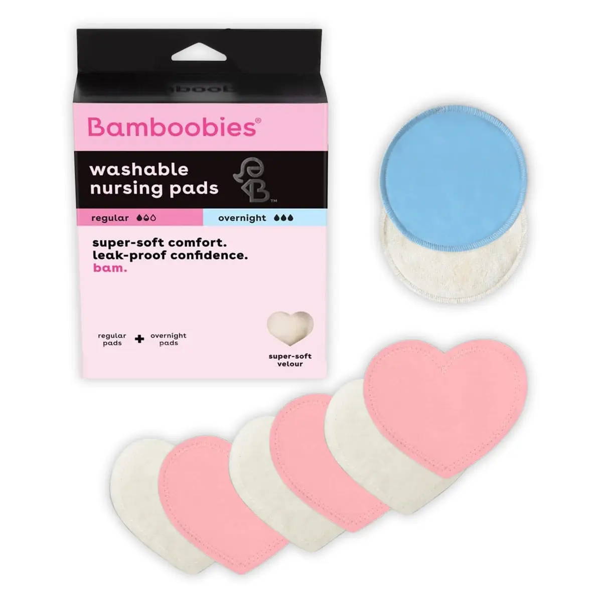 Bamboobies Nursing Pads for Breastfeeding, 8 Pads (Ultra Thin & Overnight) | USA Import with Duties Included - main product image