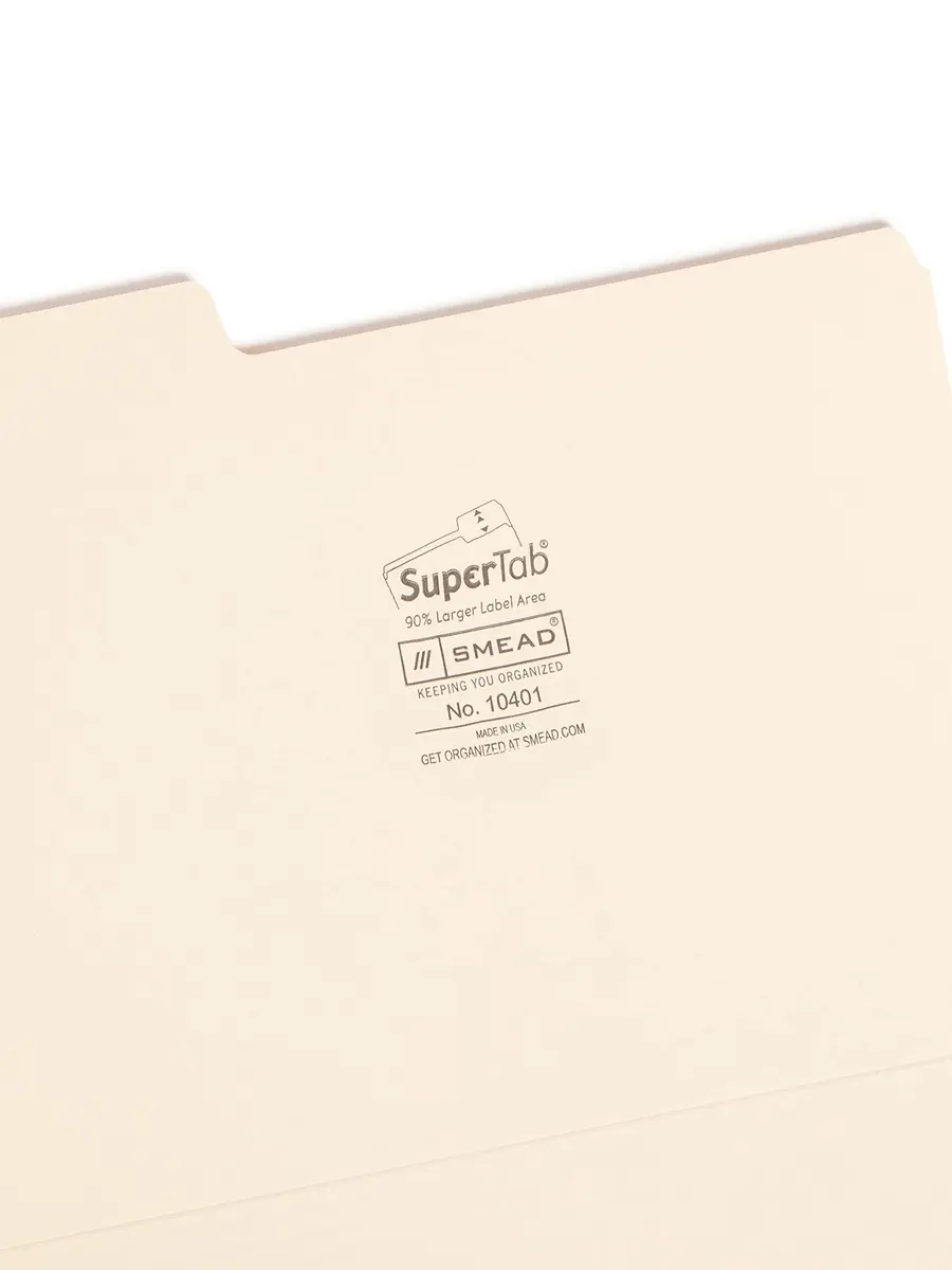 SMEAD SuperTab Heavyweight File Folder, Oversized 1/3-Cut Tab, Letter Size, Manila, 50 Per Box - view 3