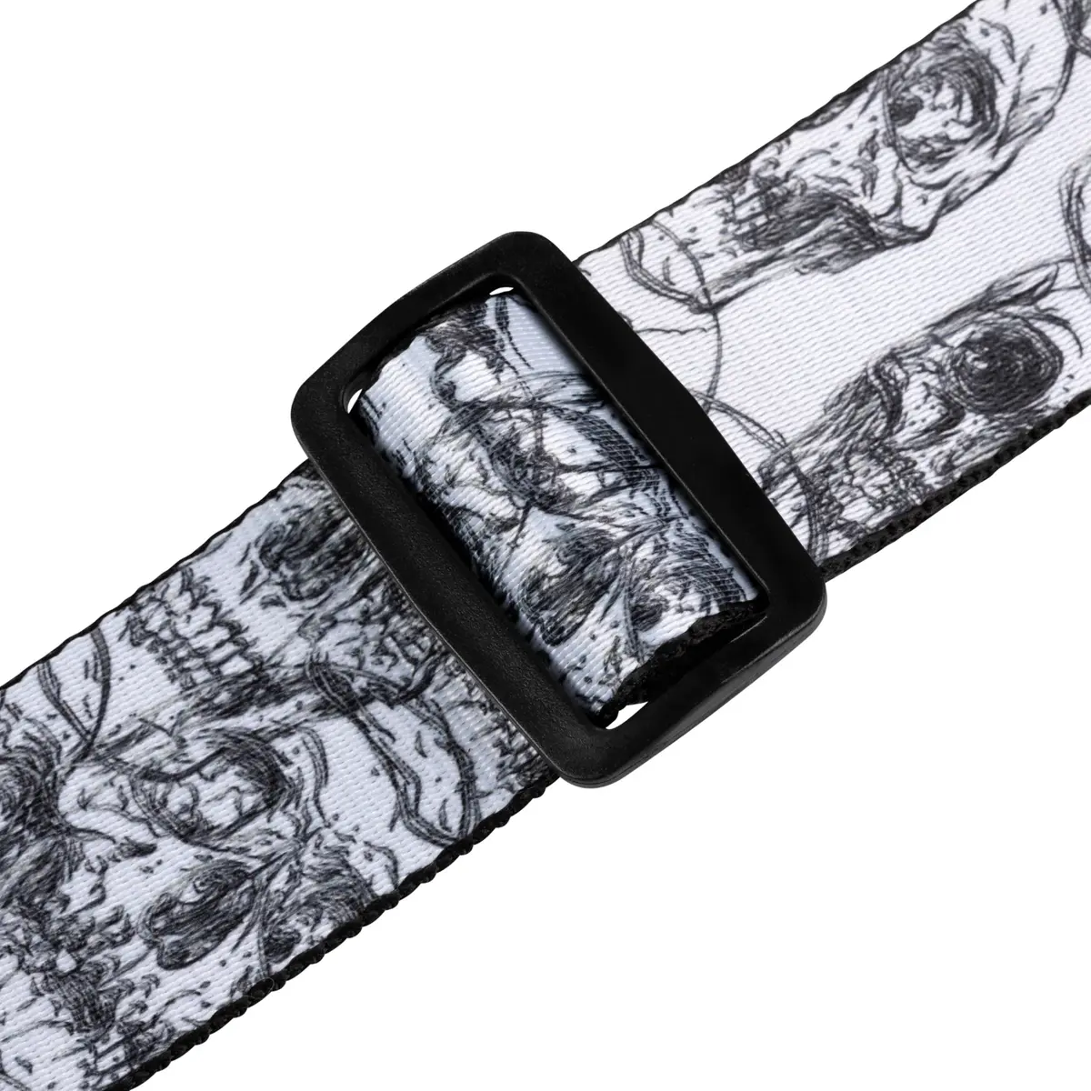Levy's 2" Polyester Guitar Strap with Genuine Leather Ends, Black & White Skulls Motif, Adjustable up to 165cm (65") - view 4