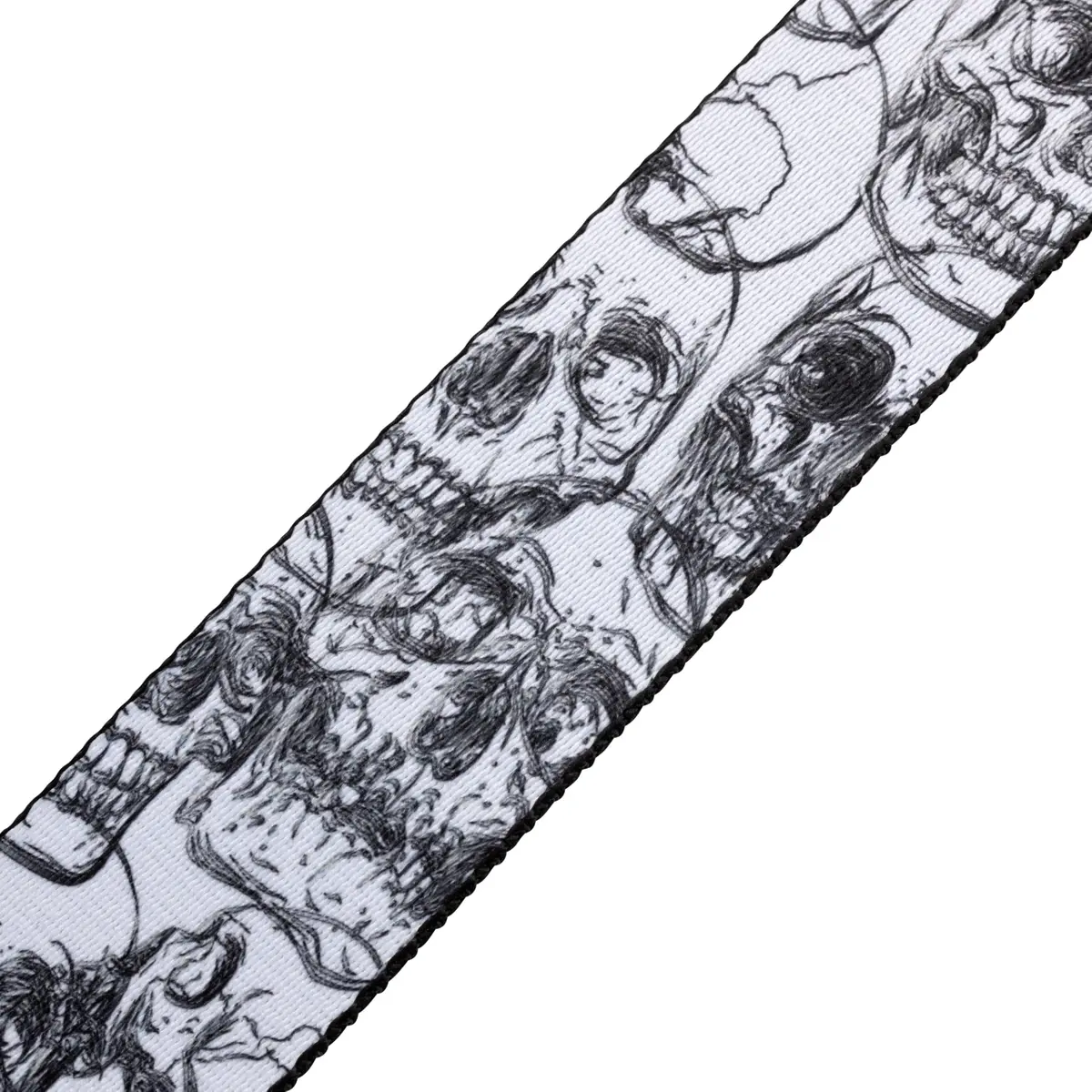 Levy's 2" Polyester Guitar Strap with Genuine Leather Ends, Black & White Skulls Motif, Adjustable up to 165cm (65") - view 3