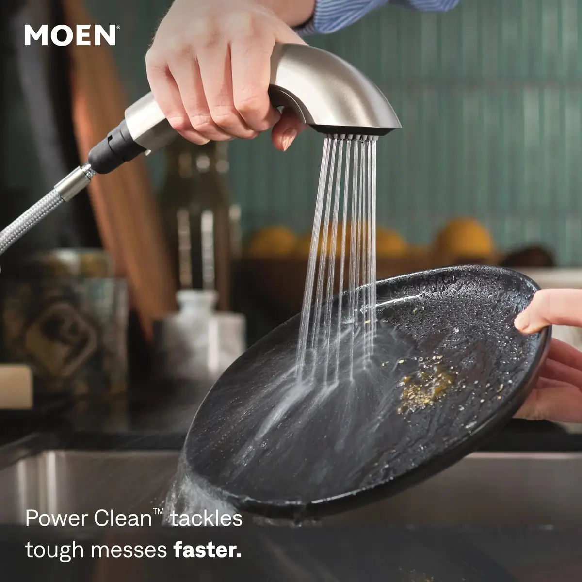 Moen Renzo Spot Resist Stainless One-Handle Pullout Kitchen Faucet | Power Clean Technology, 9.63in Reach, Brushed Finish - view 4