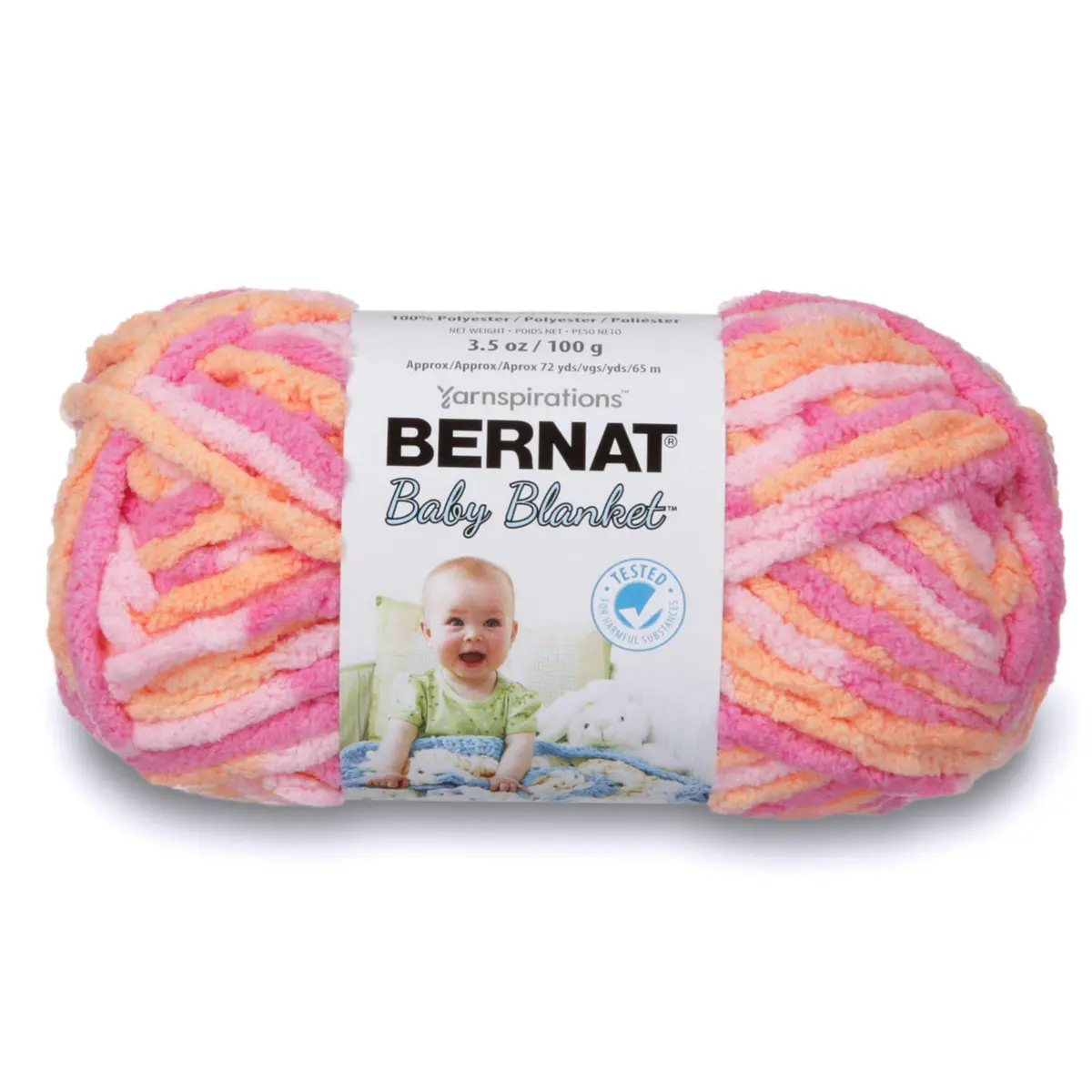 Bernat Baby Blanket Yarn for Crocheting Soft, Peachy — 100g (3.5oz) | #6 Super Bulky Polyester - main product image