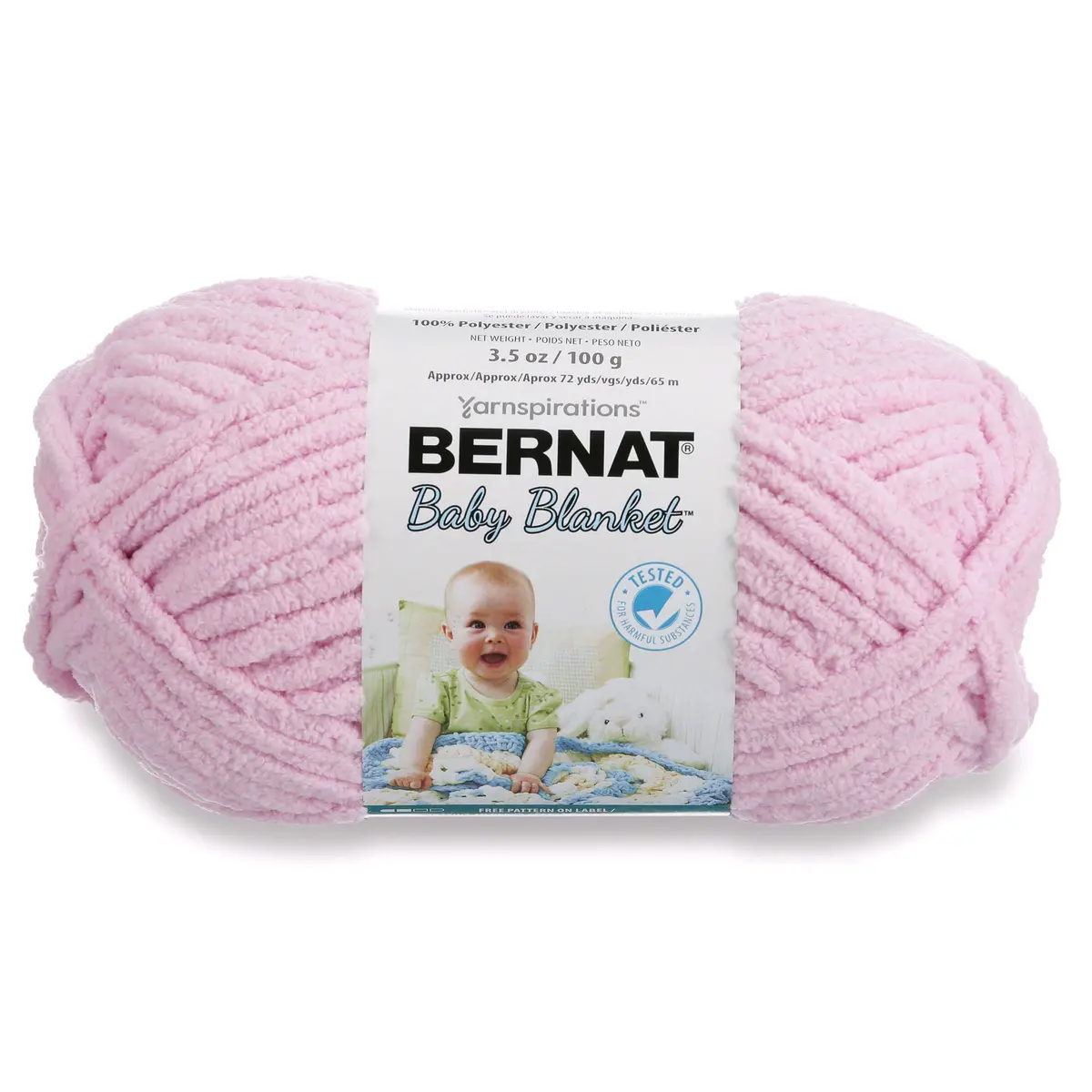 Bernat Baby Blanket Yarn Pink 100g (3.5oz) Super Bulky 6 | Soft Chenille-Style Polyester for Baby Projects - main product image