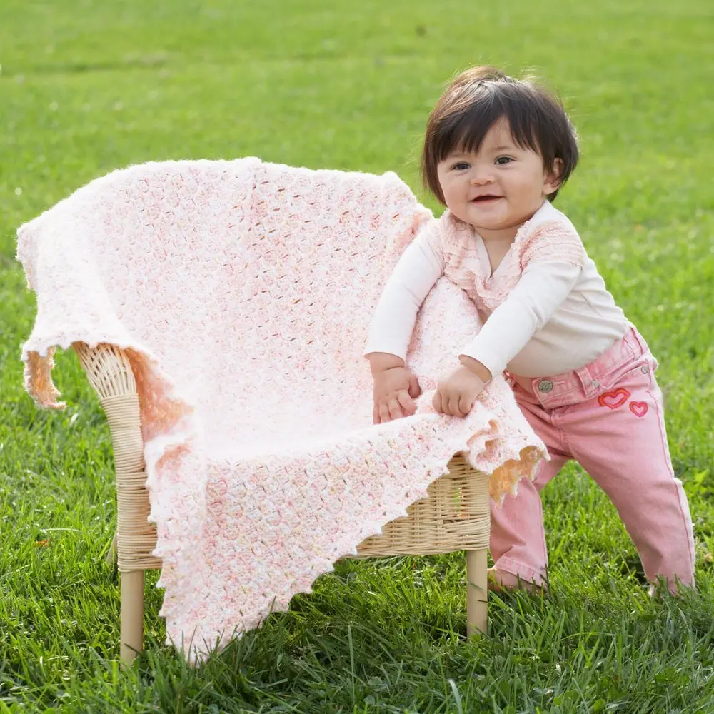 Bernat Baby Blanket Yarn Pink 100g (3.5oz) Super Bulky 6 | Soft Chenille-Style Polyester for Baby Projects - view 5