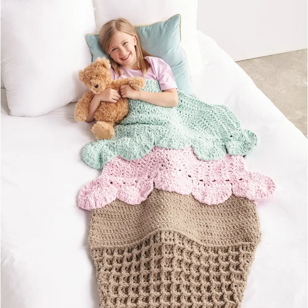 Bernat Baby Blanket Yarn Pink 100g (3.5oz) Super Bulky 6 | Soft Chenille-Style Polyester for Baby Projects - view 8