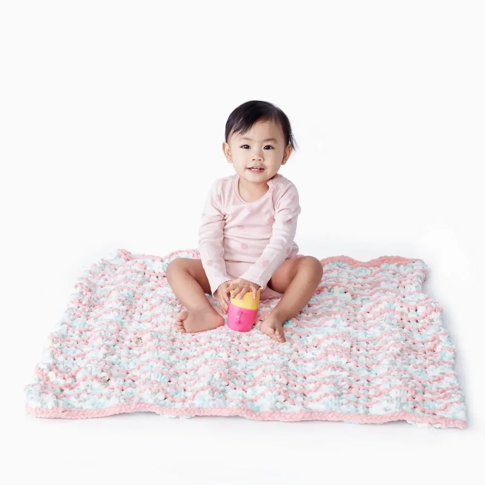 Bernat Baby Blanket Yarn Pink 100g (3.5oz) Super Bulky 6 | Soft Chenille-Style Polyester for Baby Projects - view 4