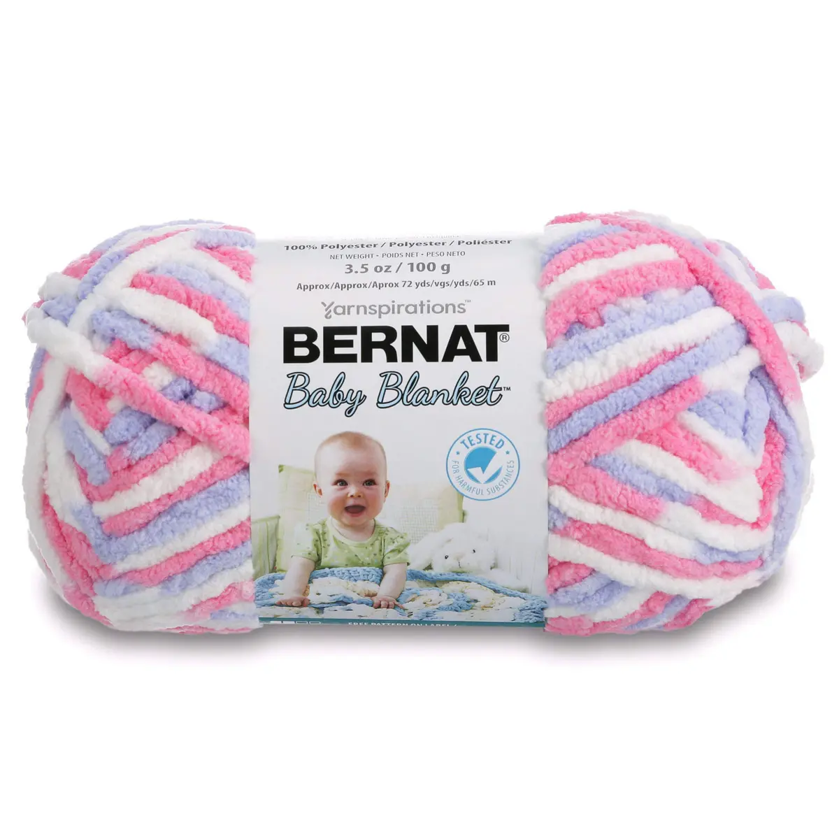 Bernat Baby Blanket Yarn Pink Blue Ombre 100g (3.5oz) | Soft Chenille-Style Yarn for Crochet & Knitting - main product image