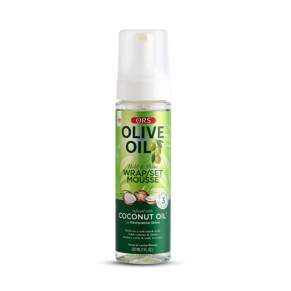 ORS Olive Oil Hold & Shine Wrap Set Mousse 7 Ounce | Nourishing Coconut & Olive Oil for Restorative Shine - main product image