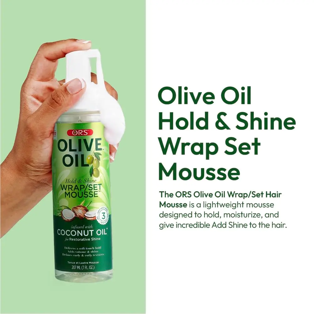 ORS Olive Oil Hold & Shine Wrap Set Mousse 7 Ounce | Nourishing Coconut & Olive Oil for Restorative Shine - view 2