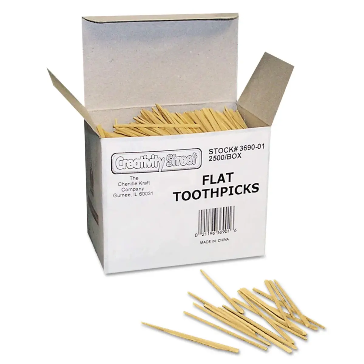 Chenille Kraft Flat Wood Toothpicks 2500 Count (Set of 3) | Natural Wood for Crafts & Household - main product image