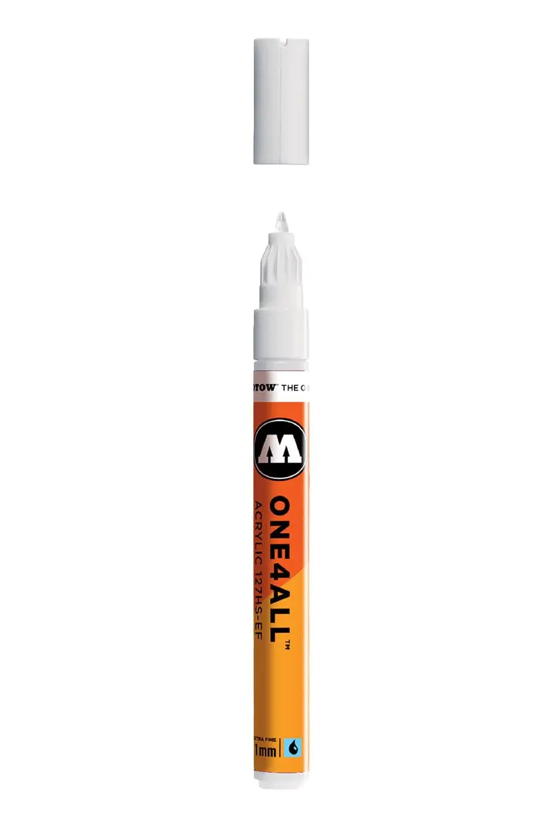 Molotow ONE4ALL Acrylic Paint Marker, 1mm Extra Fine, Signal White (127.102) | High-Opacity, Refillable, UV & Weather-Resistant - main product image