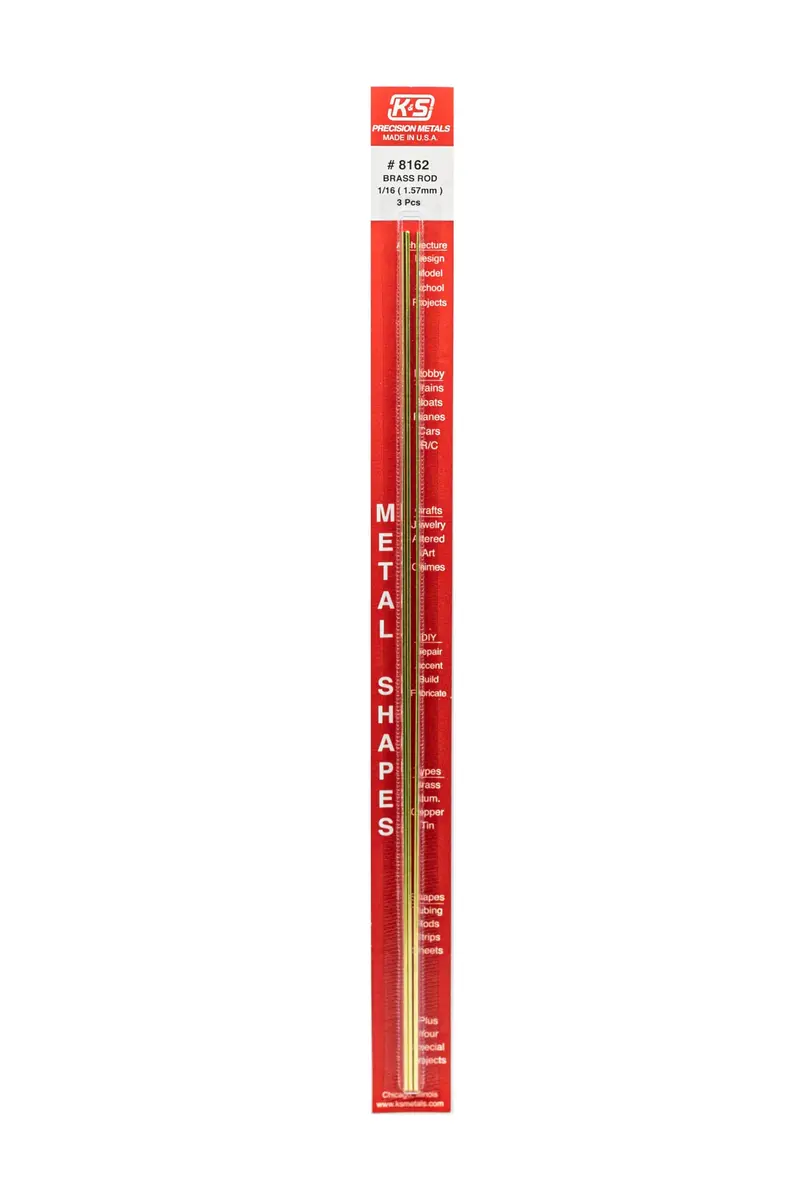 K & S Precision Metals Round Brass Rod 8162 1/16" OD 12" | Ideal for DIY Crafts & Electrical (110-120 chars) - main product image