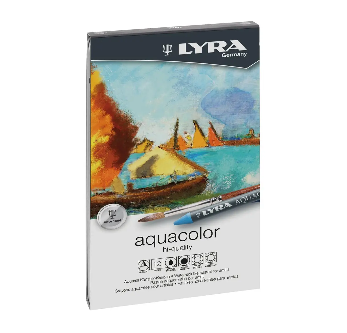 Lyra Aquacolor Wax Crayons - 12 Water Soluble Crayons for Artists | Highly Pigmented & Lightfast - main product image