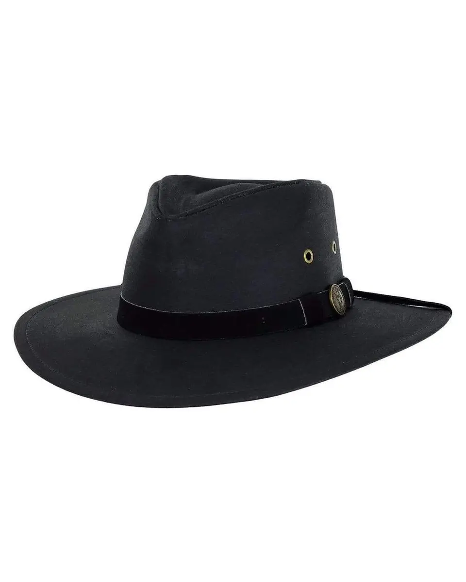Outback Trading Company Unisex Kodiak Cotton Oilskin Hat Black | UPF 50 Waterproof Western - main product image