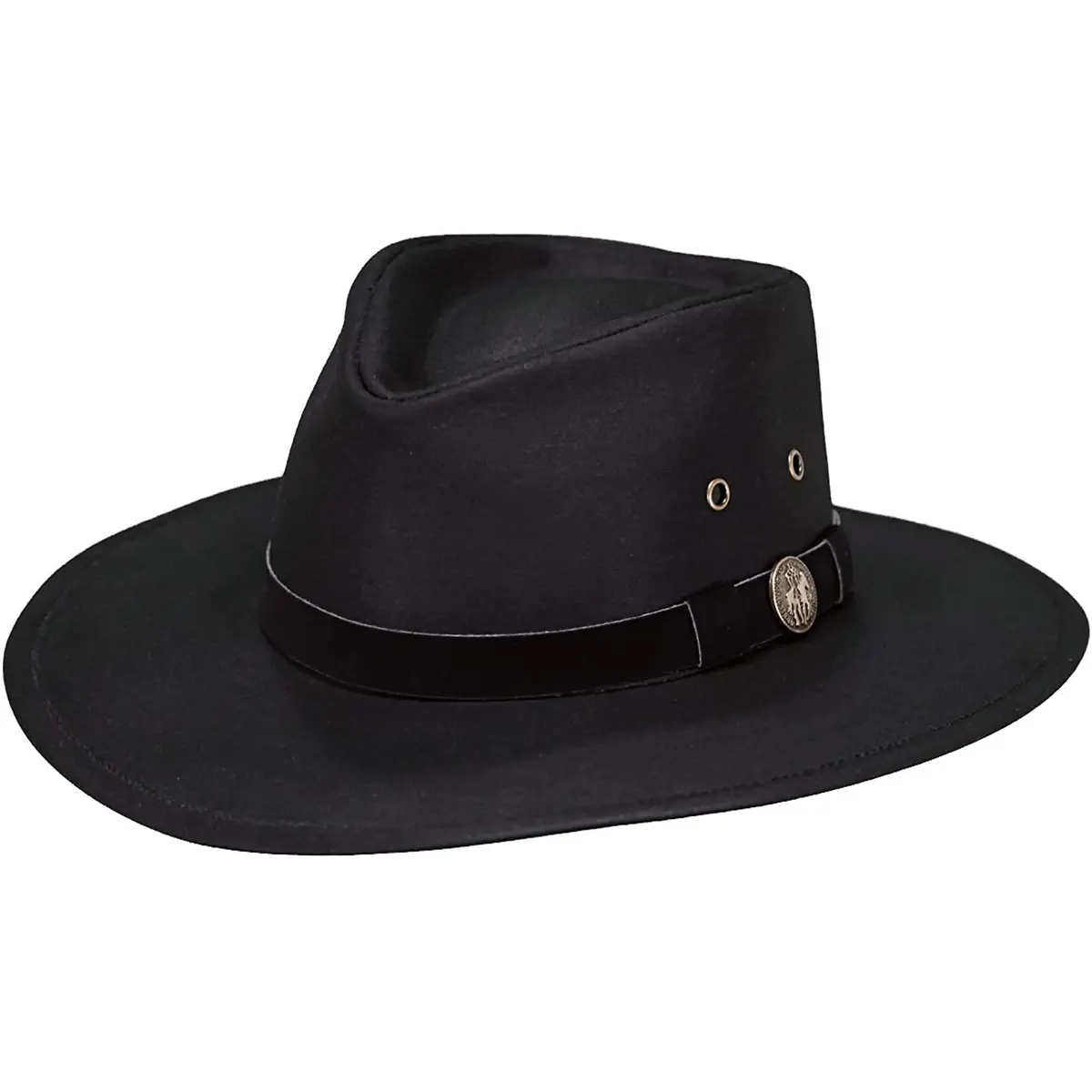 Outback Trading Company Unisex Kodiak Cotton Oilskin Hat Black | UPF 50 Waterproof Western - view 2