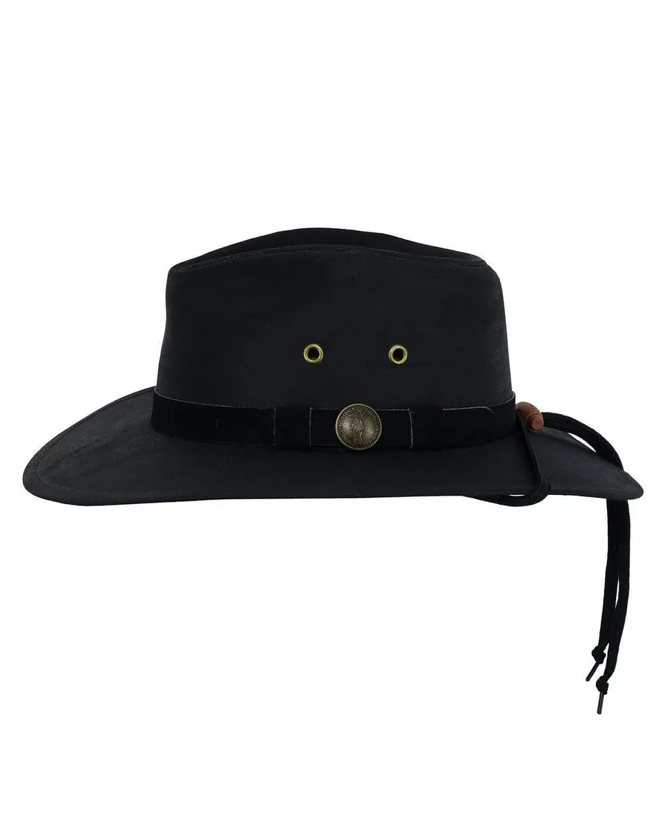Outback Trading Company Unisex Kodiak Cotton Oilskin Hat Black | UPF 50 Waterproof Western - view 3