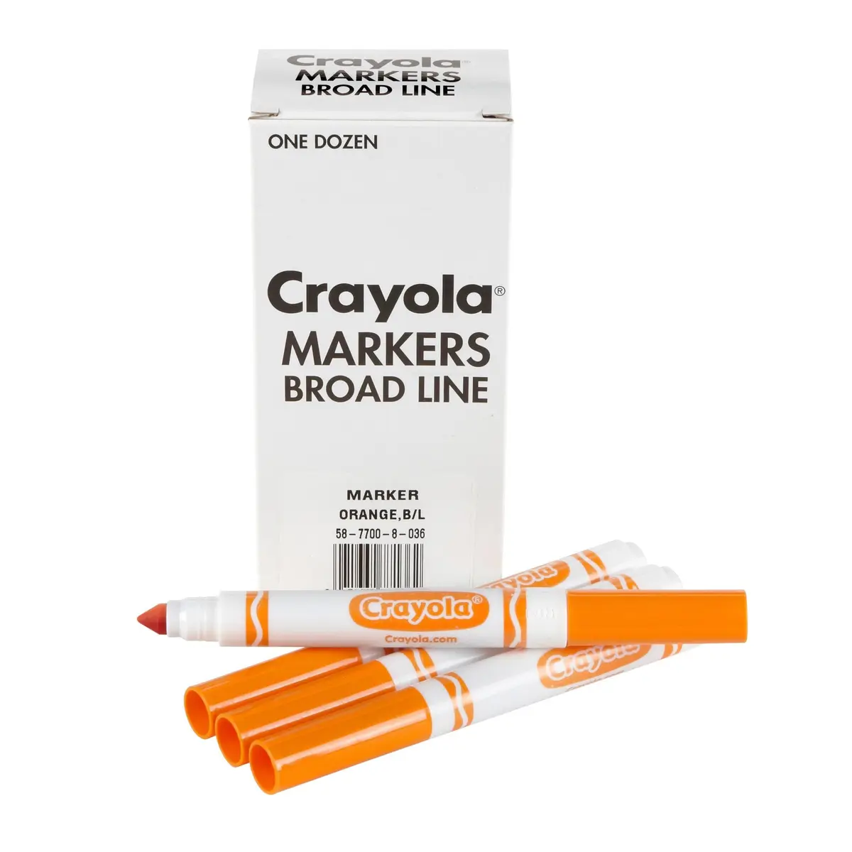 Crayola Broad Line Markers - Orange (12 Count, 0.5-1.9mm Line Size) | Non-Toxic Water-Based Ink - main product image