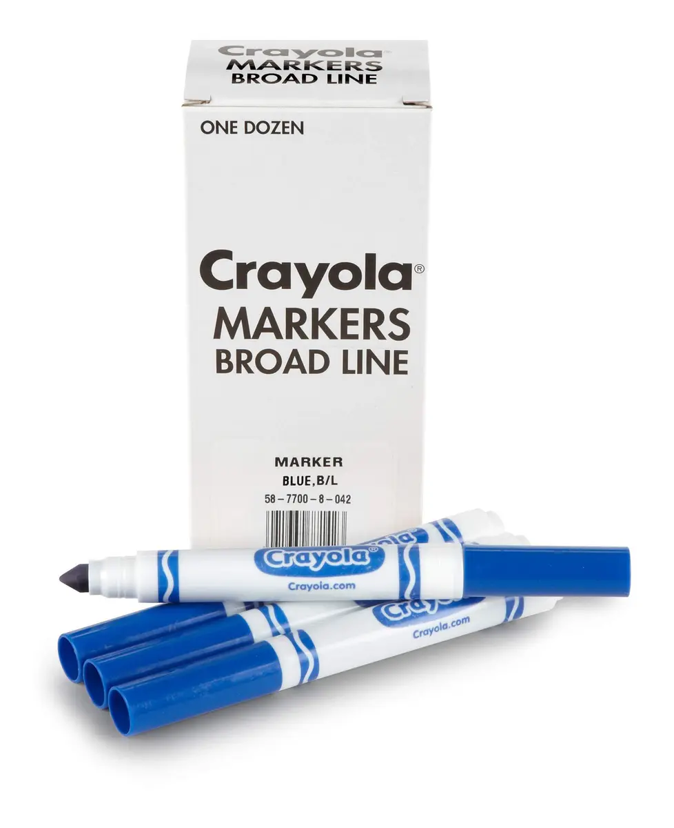 Crayola Broad Line Markers - Blue (12 Count, 2.56cm W x 14.60cm H x 4.70cm L) | Non-Toxic Art Supplies for Kids & Teachers - main product image