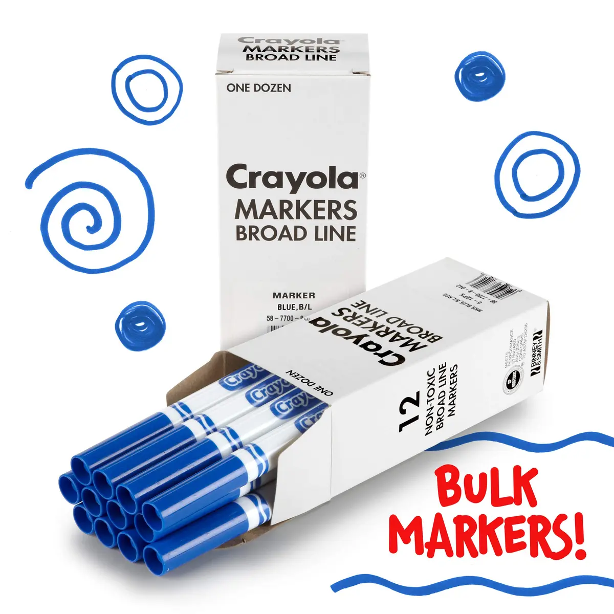 Crayola Broad Line Markers - Blue (12 Count, 2.56cm W x 14.60cm H x 4.70cm L) | Non-Toxic Art Supplies for Kids & Teachers - view 3