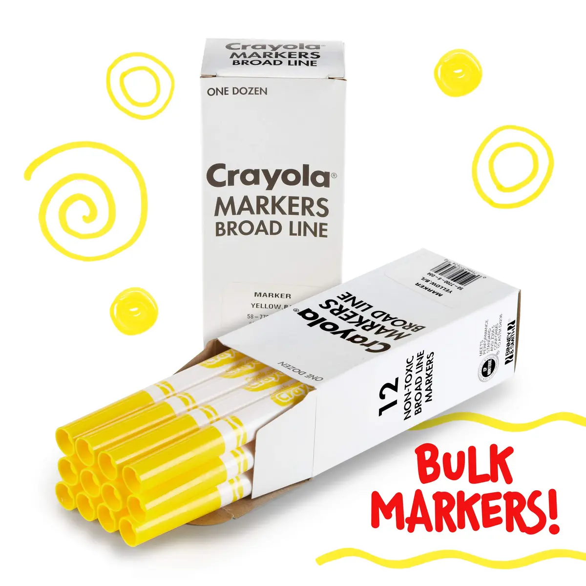 Crayola Broad Line Markers - Yellow (12ct) | Non-Toxic Water-Based Ink for Paper - view 3