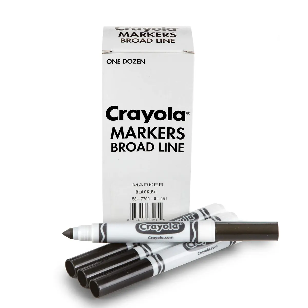 Crayola Broad Line Markers - Black (12 Count, 2mm+ Tip) | Non-Toxic, Water-Based Ink for Paper - main product image