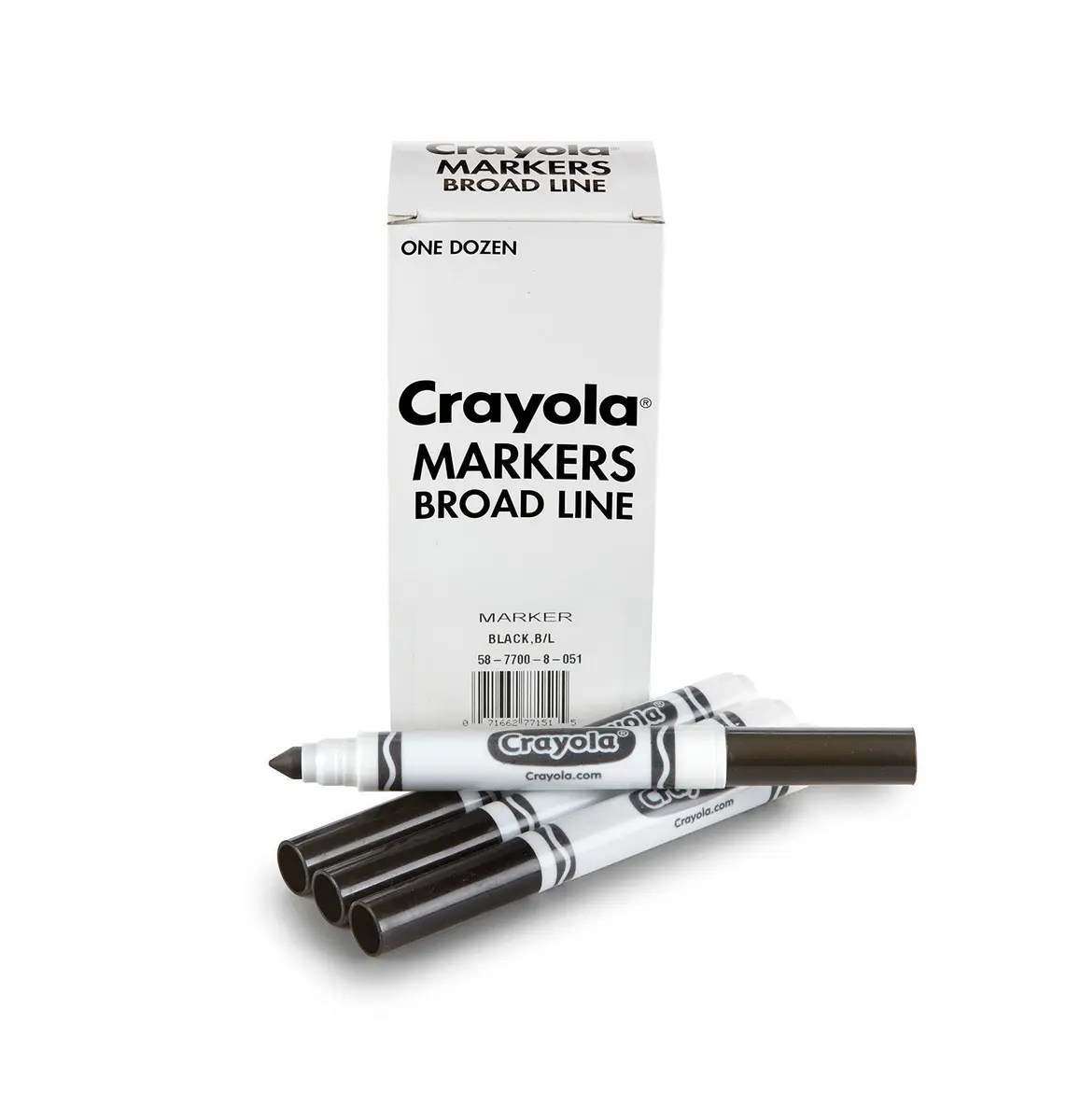 Crayola Broad Line Markers - Black (12 Count, 2mm+ Tip) | Non-Toxic, Water-Based Ink for Paper - view 2