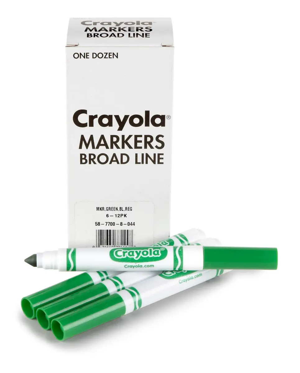 Crayola Broad Line Markers - Green (12ct) | Nontoxic Water-Based Ink - main product image