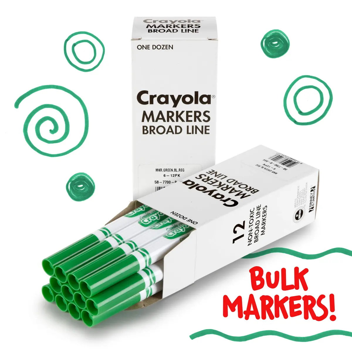 Crayola Broad Line Markers - Green (12ct) | Nontoxic Water-Based Ink - view 5