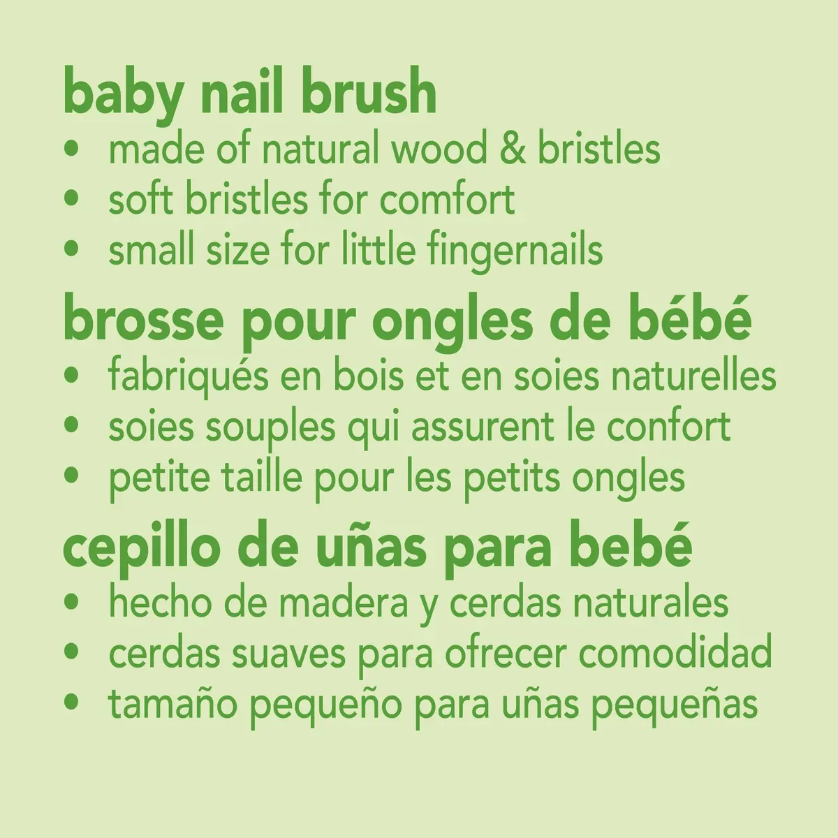 Green Sprouts Nail Brush | Soft Natural Bristles for Baby's Nails, Small Size, Green Handle - view 7