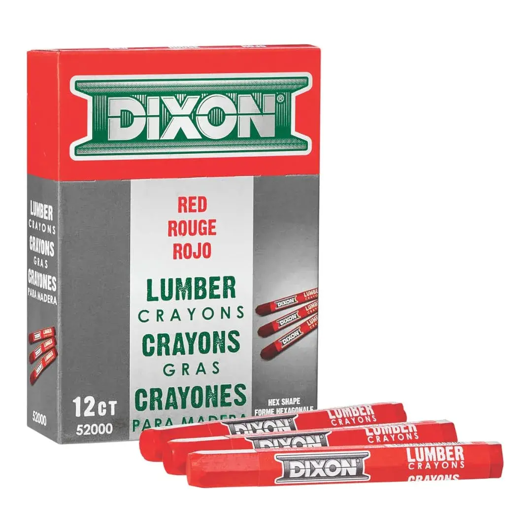Dixon Industrial Lumber Marking Crayons Soft-Red 12-Pack | Fade-Proof, Water-Proof, Smear-Proof - view 2
