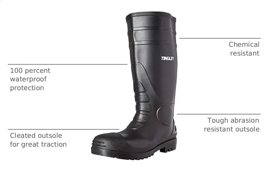 Tingley Men's G1 Steel Toe Work Boots, Black, 14 US (48 EU) | Waterproof Mid-Calf Safety Footwear - view 3