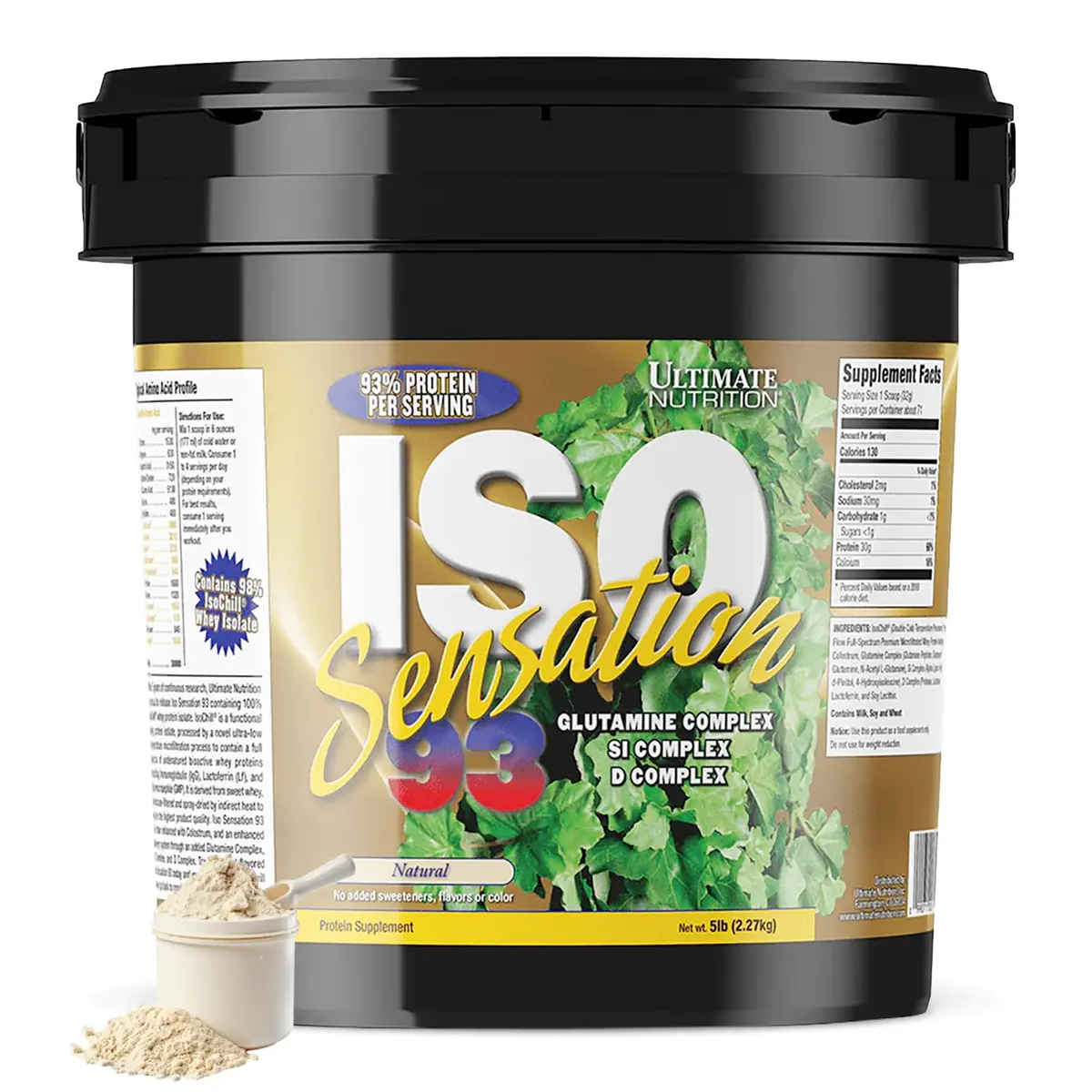 Ultimate Nutrition ISO Sensation 93 Whey Isolate, Natural, 2.27kg (5lb) | Supports Lean Muscle & Recovery - main product image