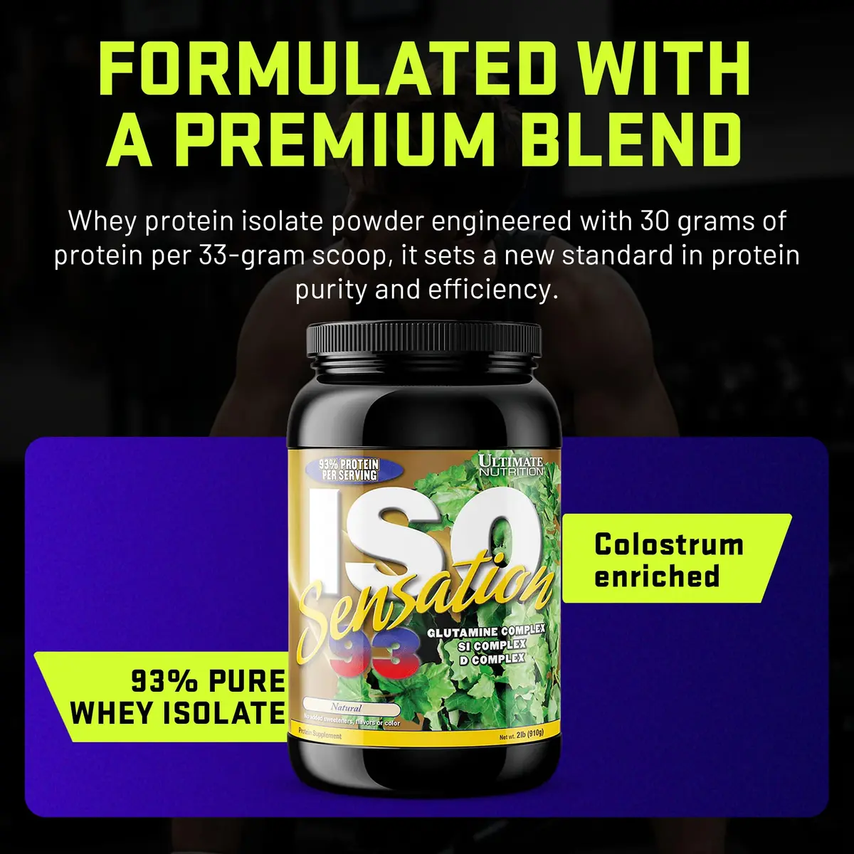 Ultimate Nutrition ISO Sensation 93 Whey Isolate, Natural, 2.27kg (5lb) | Supports Lean Muscle & Recovery - view 3