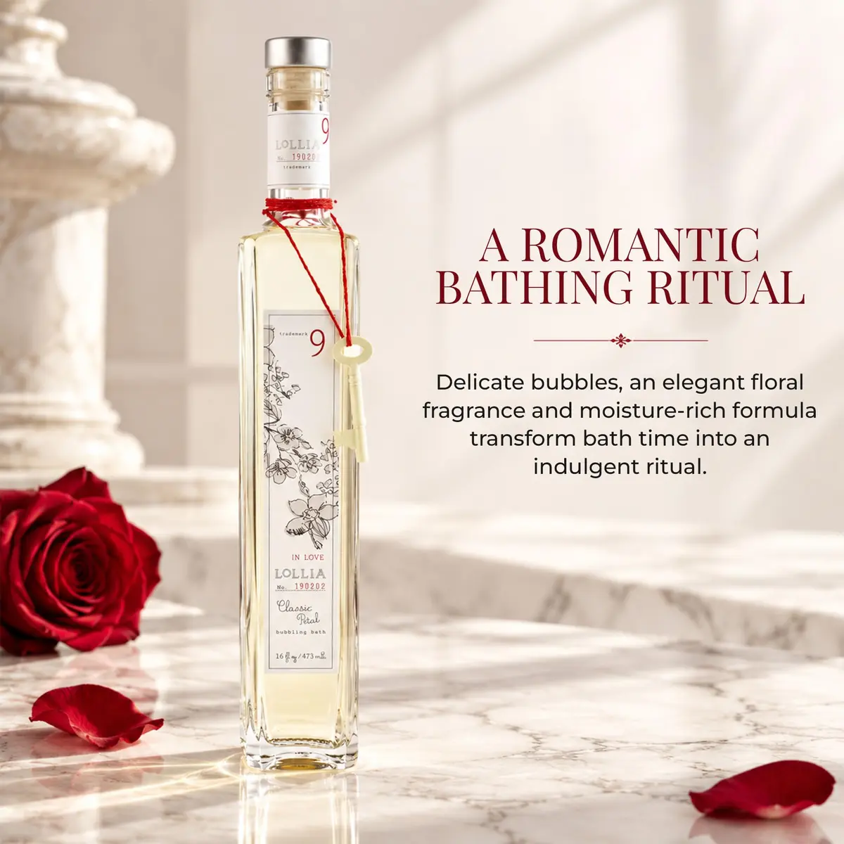 LOLLIA in Love Bubble Bath 16 fl oz | Romantic Petal Scent, Gentle & Moisturizing - view 5