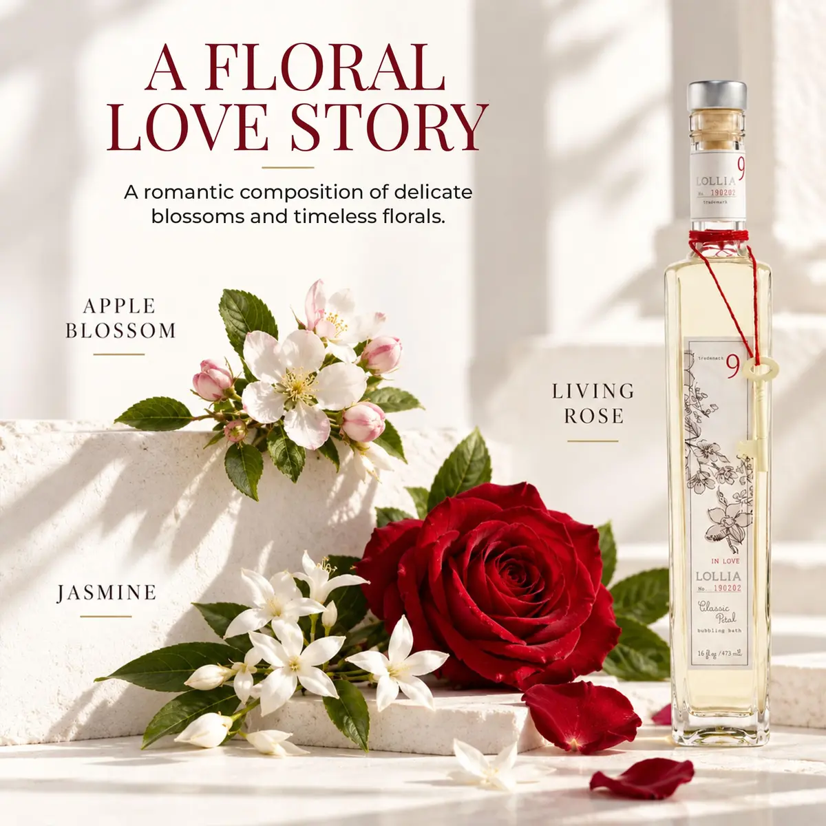 LOLLIA in Love Bubble Bath 16 fl oz | Romantic Petal Scent, Gentle & Moisturizing - view 2