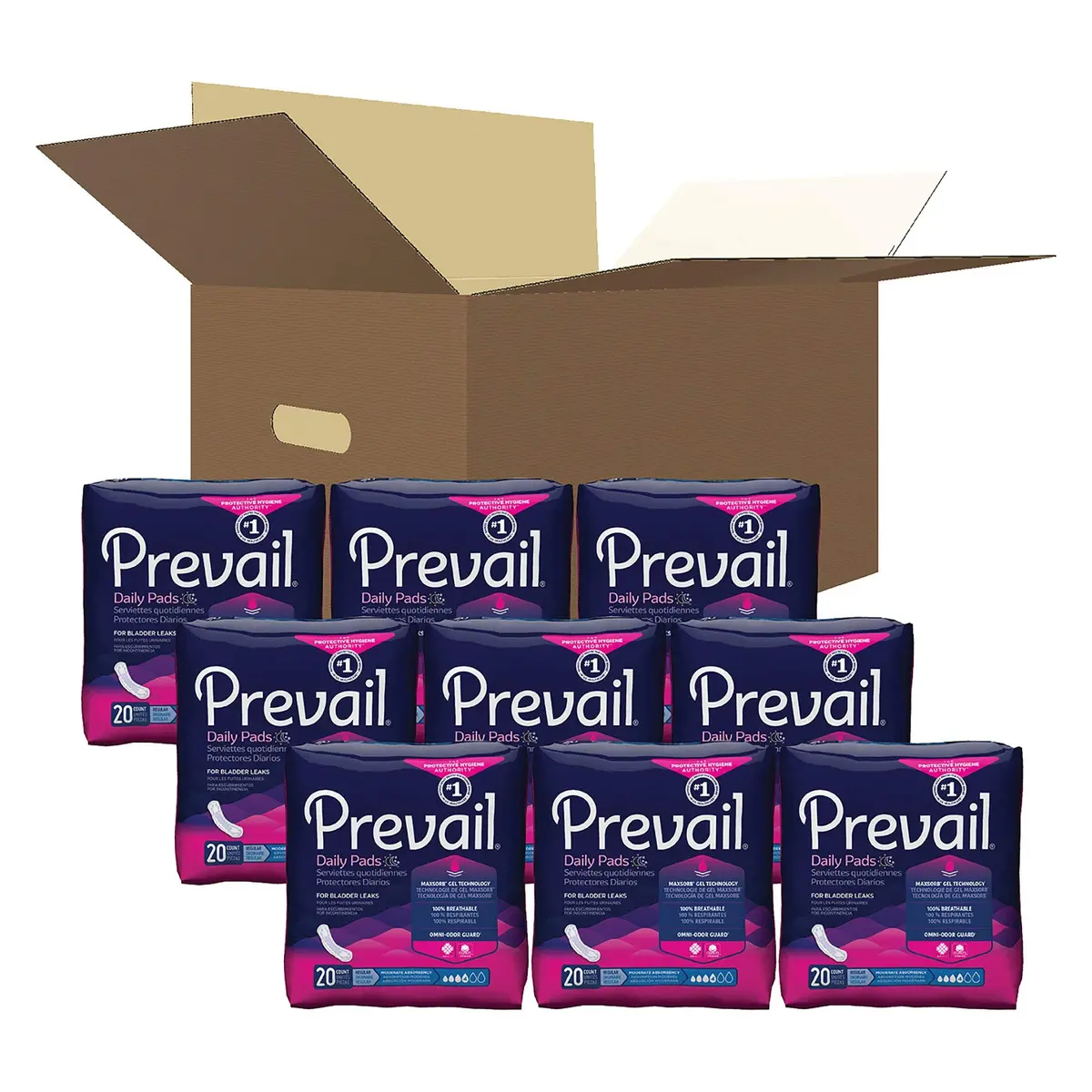 Prevail Moderate Absorbency Daily Pads for Bladder Leaks 20 Count | 26.9 cm (10.6 in) | Breathable Technology for Skin Comfort - view 5