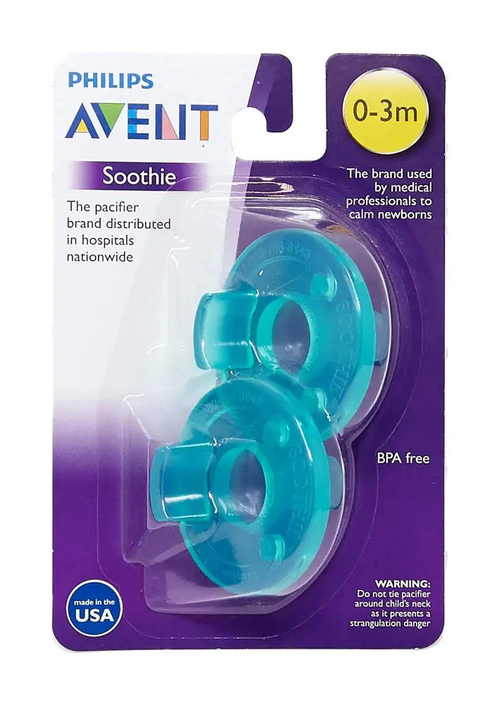 Philips Avent Soothie Pacifier 0-3 Months, 2 Count | Hospital-Grade Silicone, BPA-Free - main product image