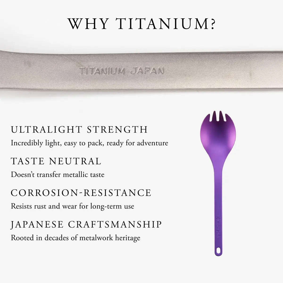 Snow Peak Titanium Spork for Outdoor Use, Portable and Durable, Purple | Ultralight Camping Flatware - view 5
