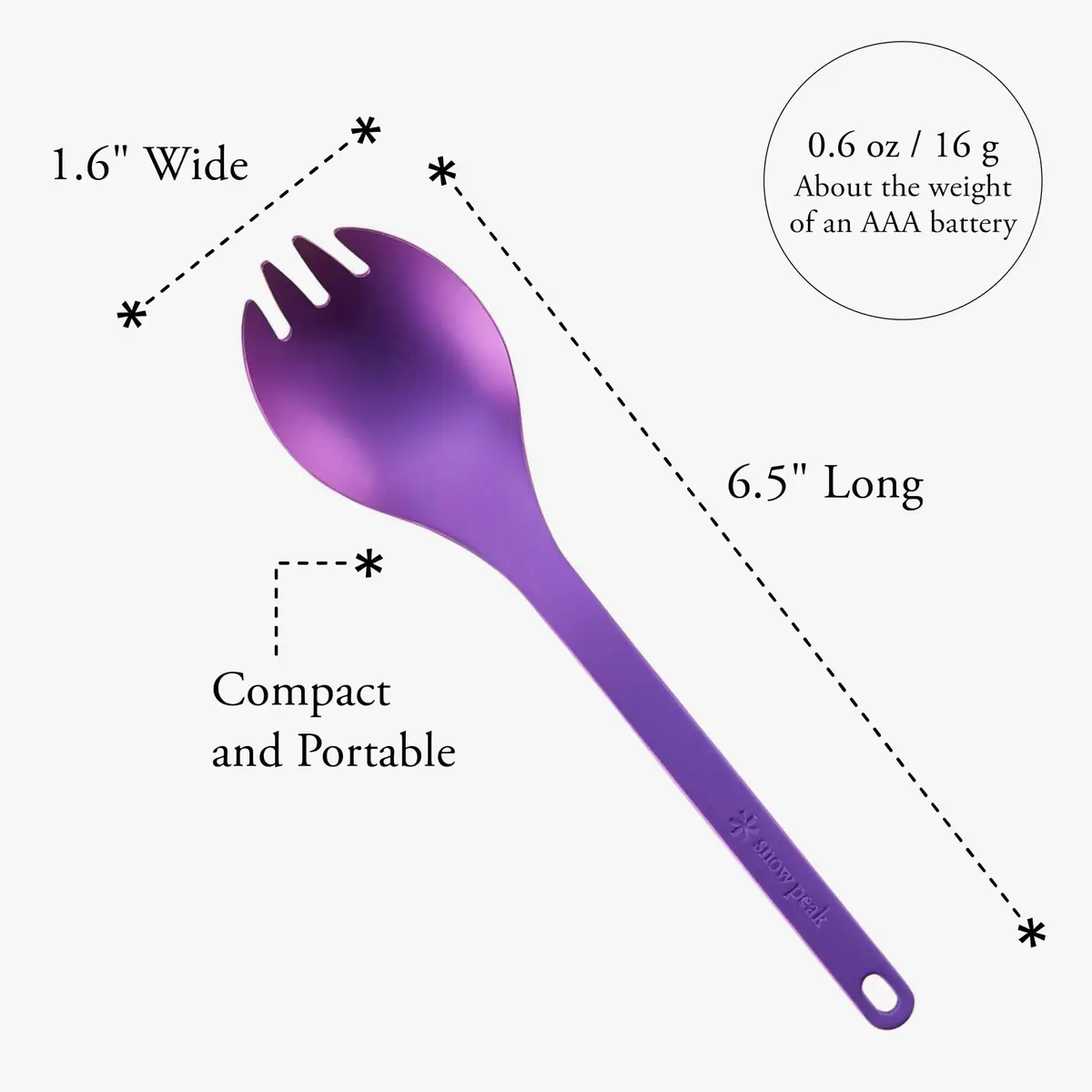 Snow Peak Titanium Spork for Outdoor Use, Portable and Durable, Purple | Ultralight Camping Flatware - view 6