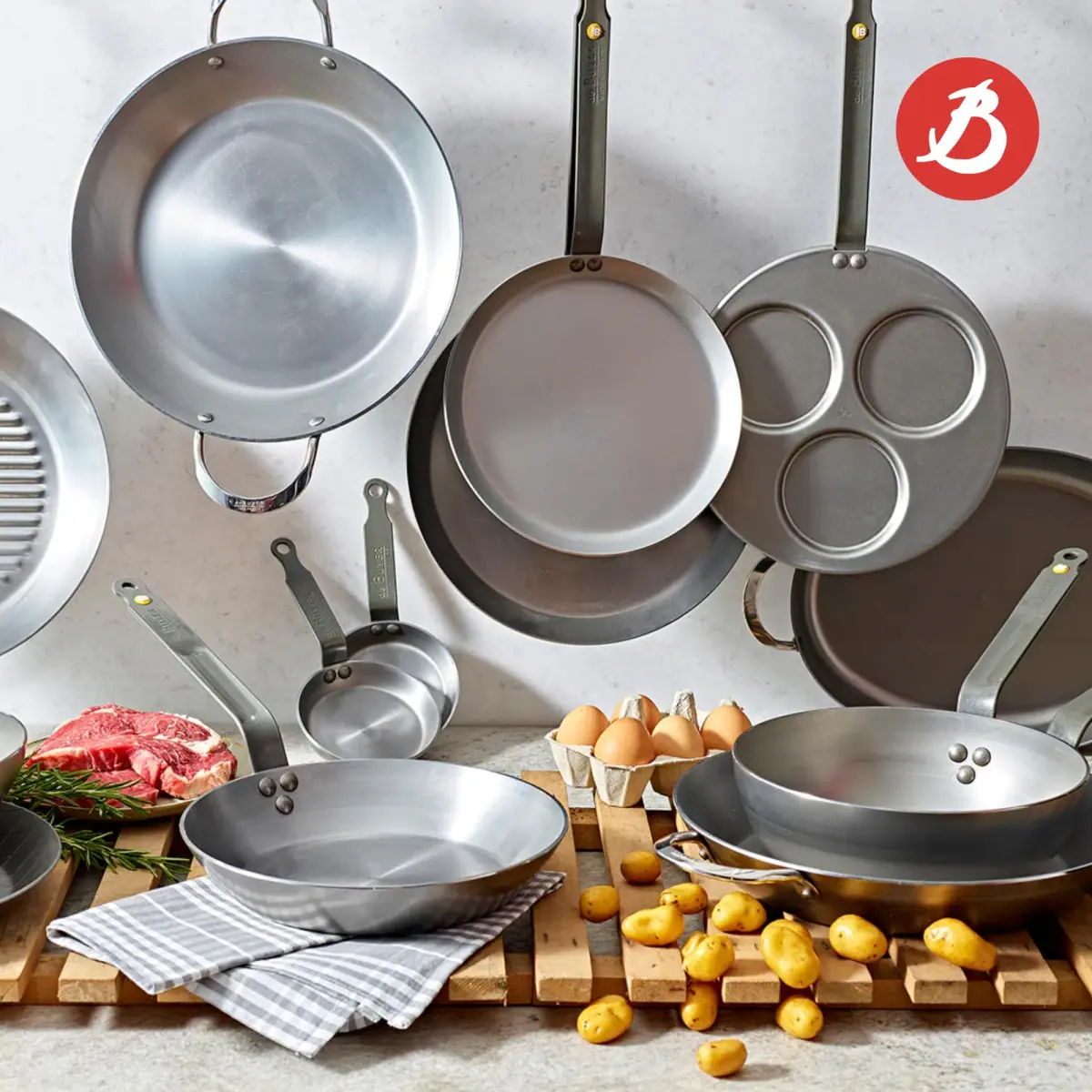 de Buyer MINERAL B Carbon Steel Crepe & Tortilla Pan - 24 cm (9.5 inch) Diameter | Induction Compatible, Oven Safe - view 9