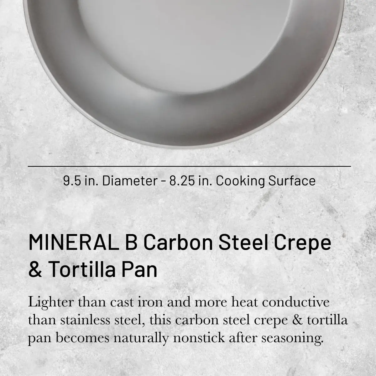 de Buyer MINERAL B Carbon Steel Crepe & Tortilla Pan - 24 cm (9.5 inch) Diameter | Induction Compatible, Oven Safe - view 3