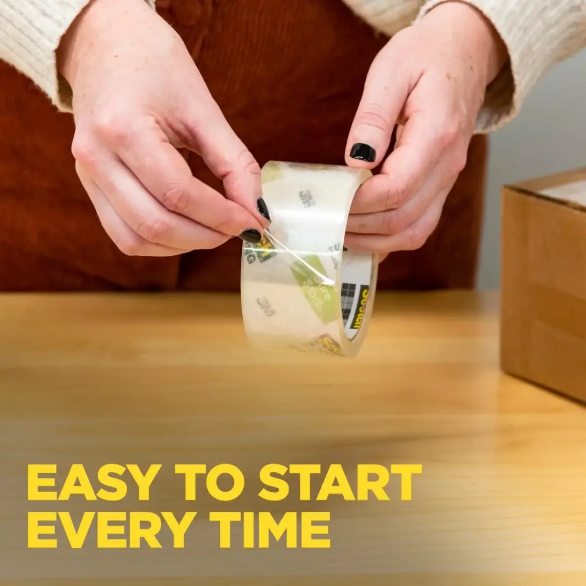 Scotch Sure Start Packing Tape Clear 1.88 in. x 22.2 yd. 6 Rolls | Easy Start & Quiet Unwind - view 6