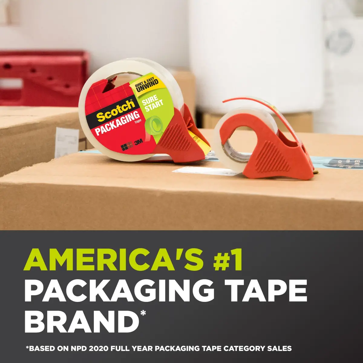 Scotch Sure Start Packing Tape Clear 1.88 in. x 22.2 yd. 6 Rolls | Easy Start & Quiet Unwind - view 2