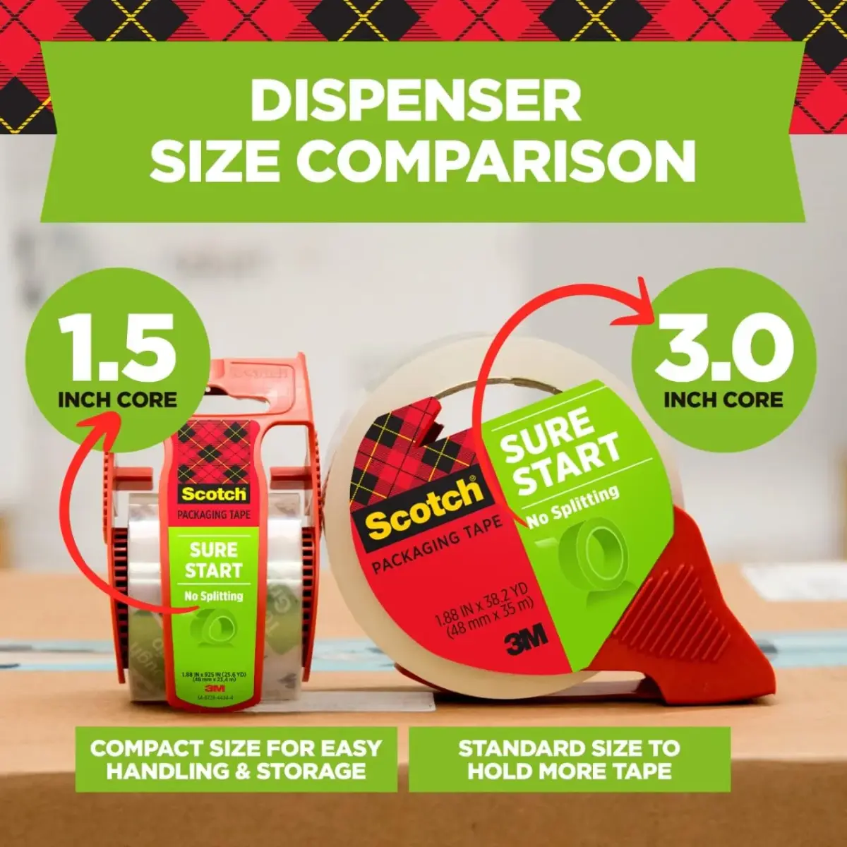 Scotch Sure Start Packing Tape Clear 1.88 in. x 22.2 yd. 6 Rolls | Easy Start & Quiet Unwind - view 4