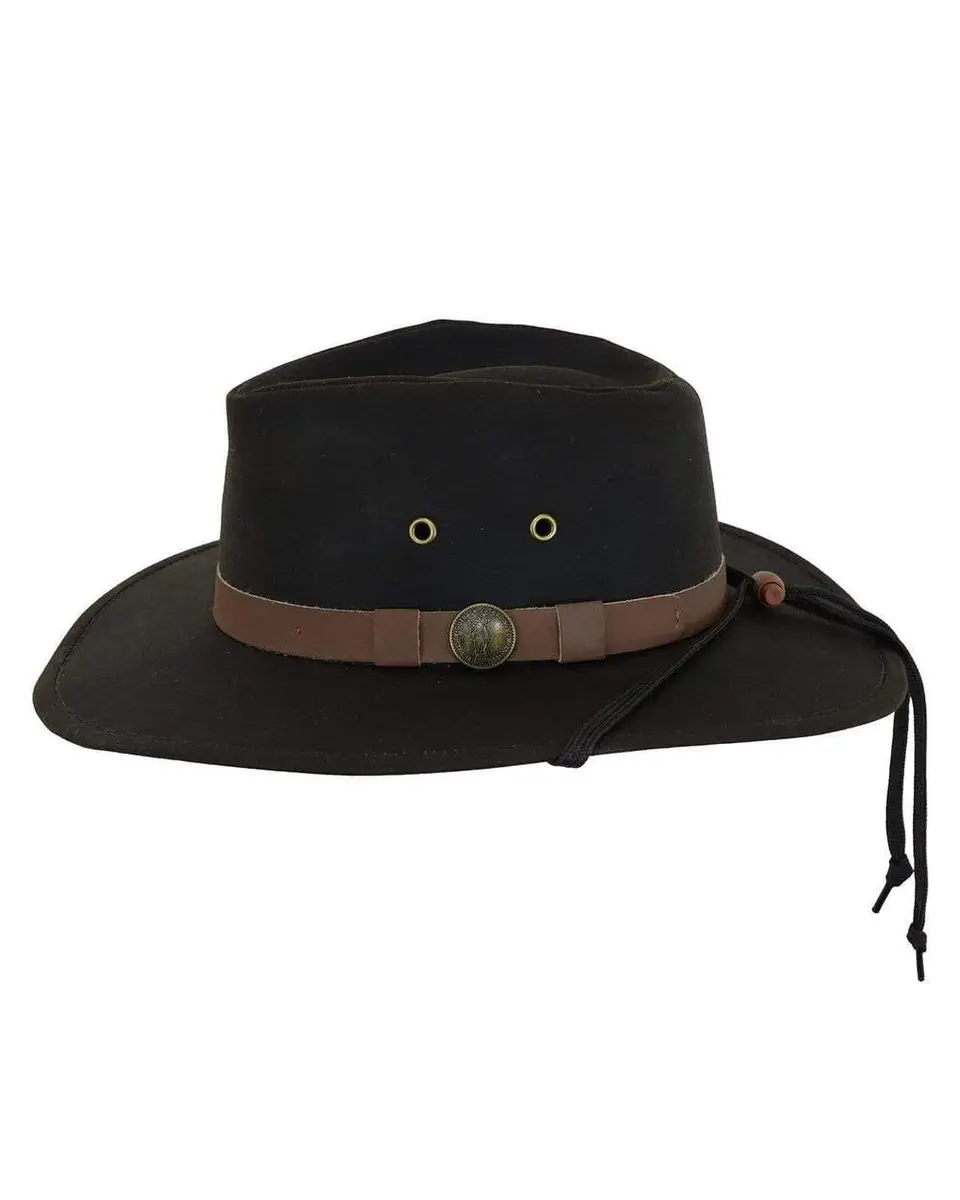 Outback Trading Company Unisex Kodiak Cotton Oilskin Hat Brown | UPF 50 Waterproof Outdoor Western - view 2