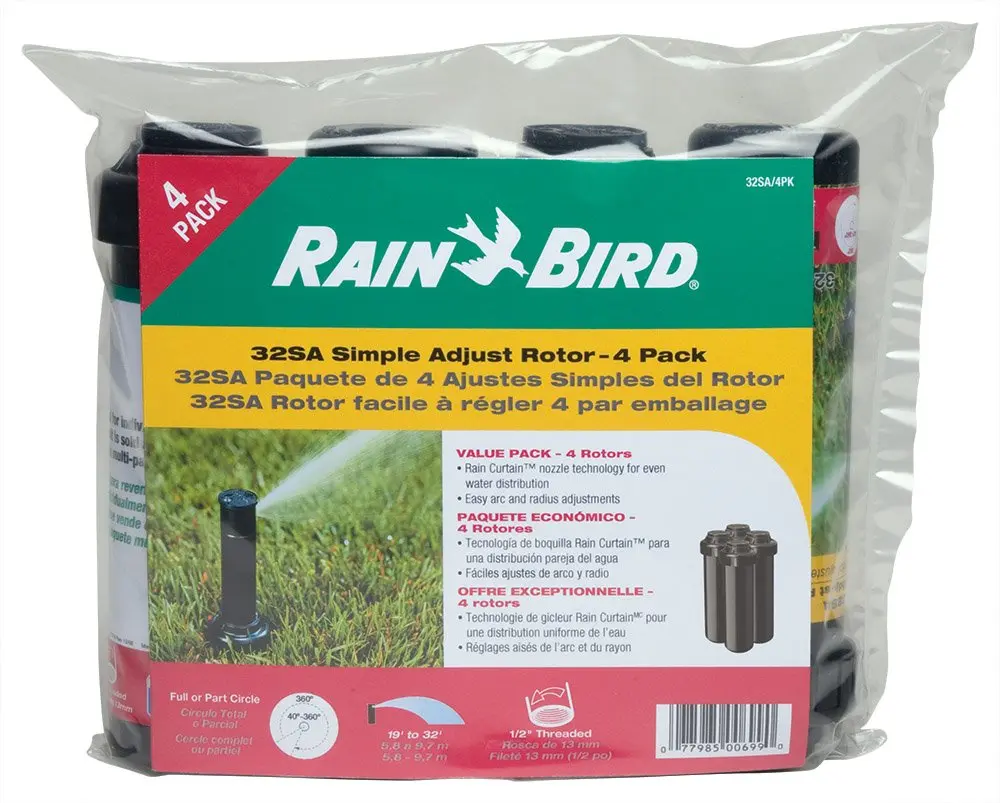 Rain Bird 32SA Gear Drive Rotor Sprinkler 10.2 cm (4") Pop-Up Height | 4-Pack for Lawn Watering - view 2