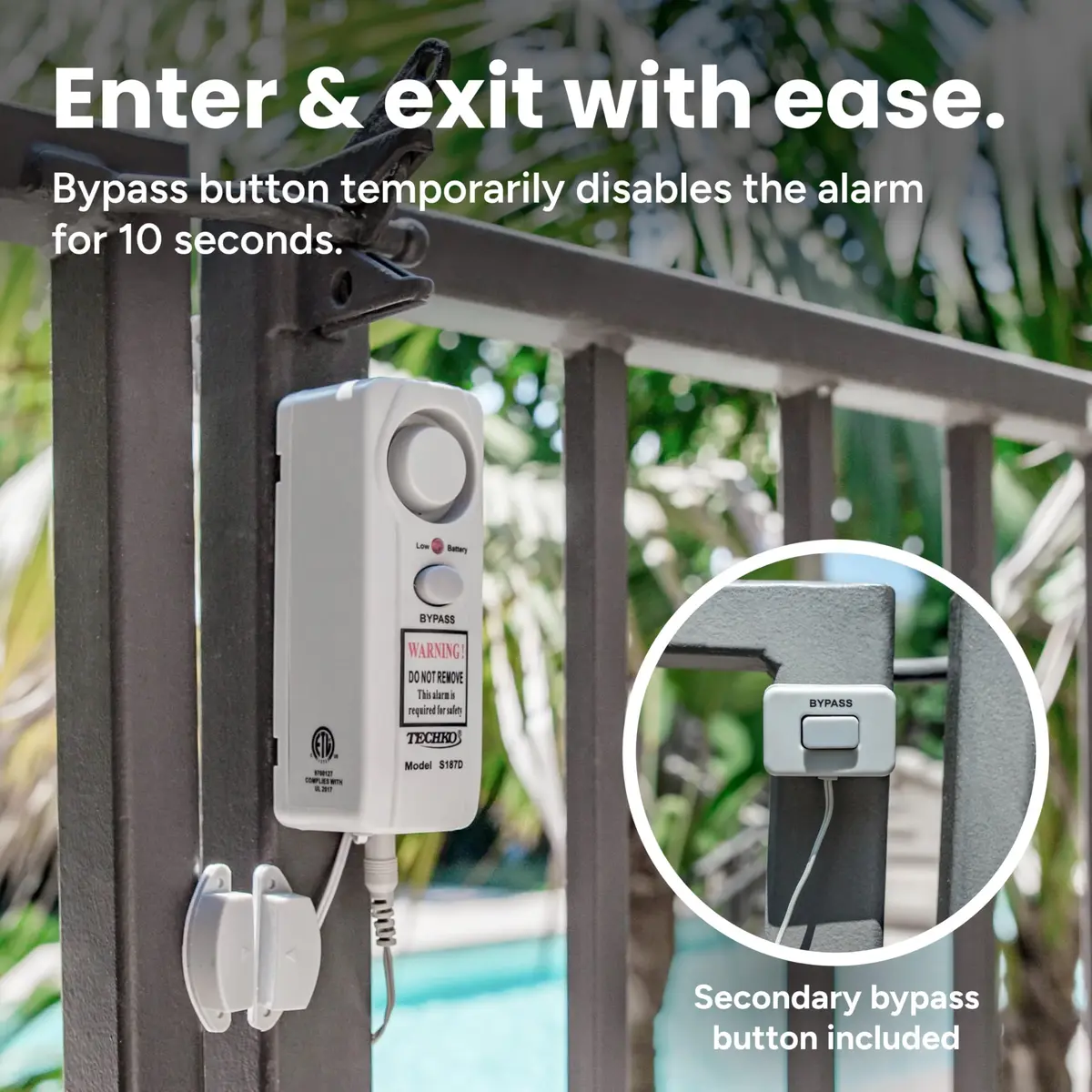 TECHKO S187D Safe Pool Alarm | UL 2017 Compliant, Weatherproof, Child Safety (70-120 chars) - view 4