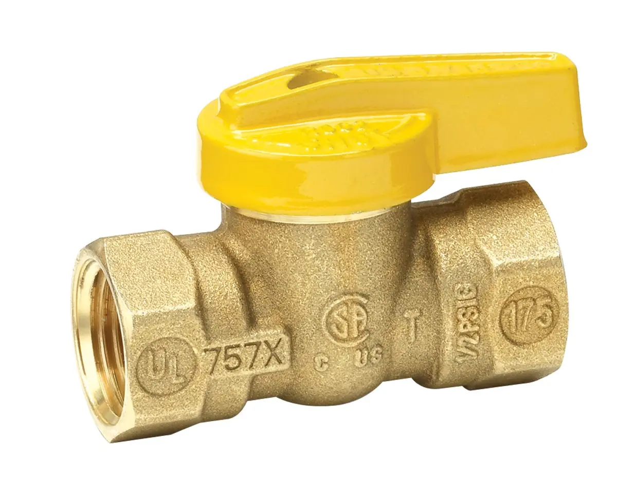 Homewerks VGV1LHB3B Premium Gas Ball Valve 0.5-Inch Brass | Female Thread, Forged Brass Body - main product image