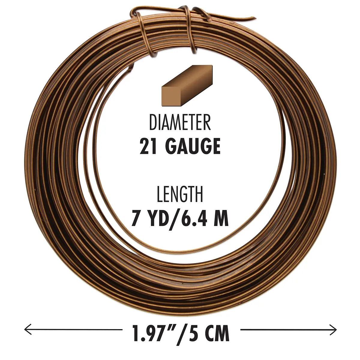 The Beadsmith Square Craft Wire - Soft Temper Beading Wire, Vintage Bronze Color, 21 Gauge (0.64mm) | Jewelry Making & DIY Crafts - view 2